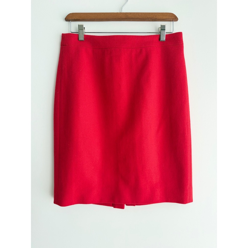 J.Crew The Pencil Skirt Red Wool Blend Classic Work Holiday Officecore Sz 4